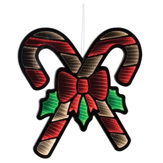 91272DS 22.5 in. Acrylic Double Candy Cane Infinity Light, Red, White & Green